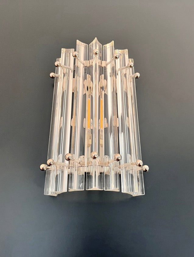 Murano Vegglampe – 7 Klare Prismeglass – 2 stk – Murano Classics