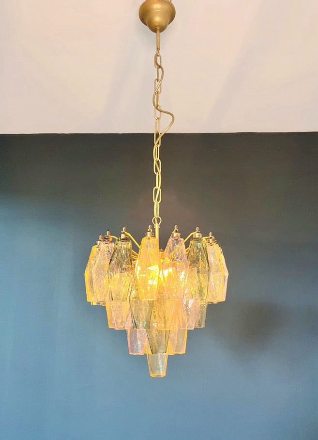 Murano Lysekrone – 32 Multifarget Poliedriglass – detalj 7 – Murano Classics