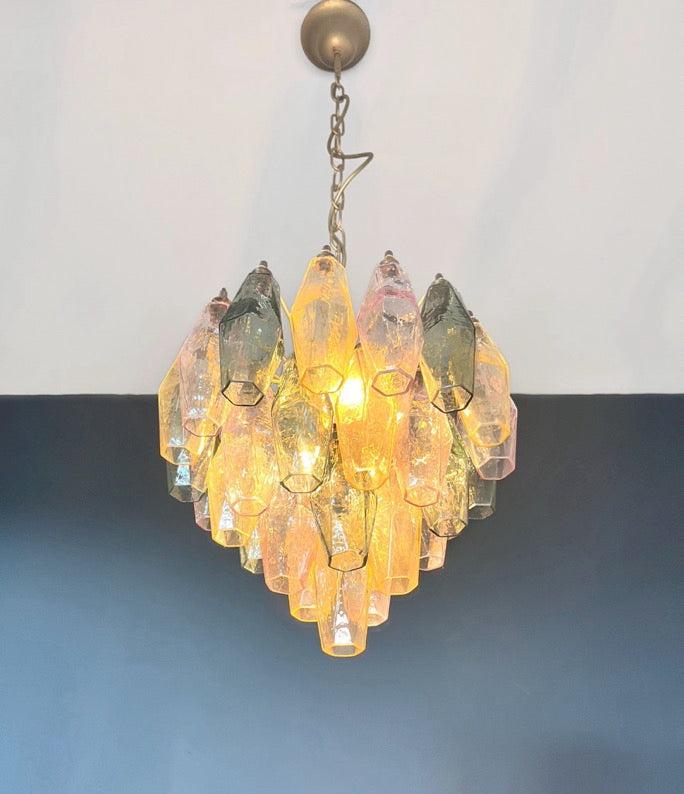 Murano Lysekrone – 32 Multifarget Poliedriglass – detalj 6 – Murano Classics