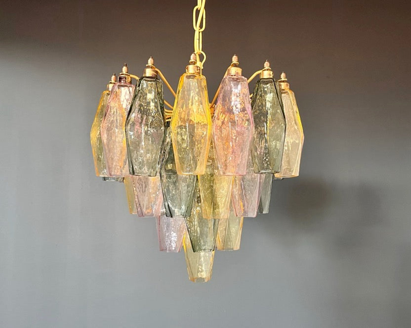 Murano Lysekrone | Multifarget Gull Poliedriglass