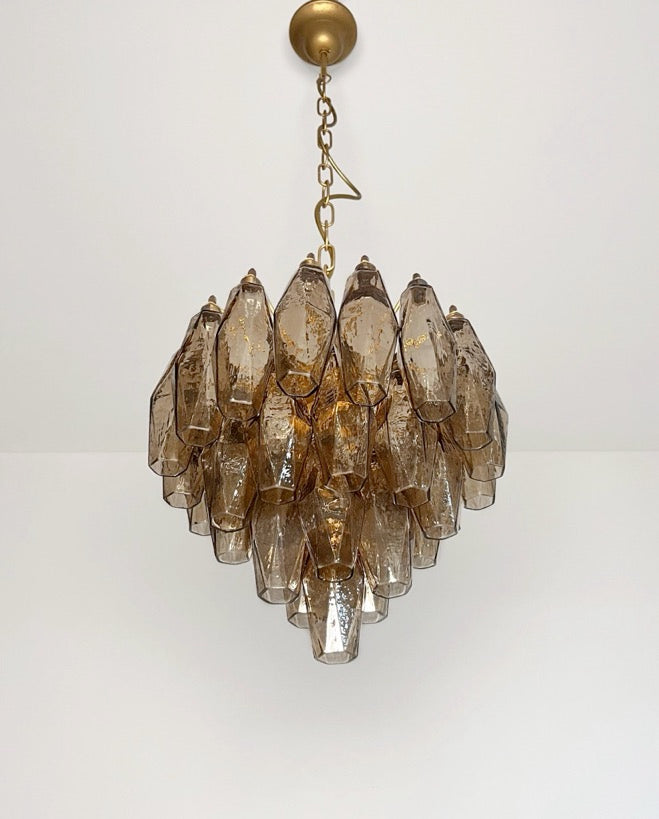 Murano Lysekrone – 32 Røykfargede Poliedriglass – detalj 10 – Murano Classics