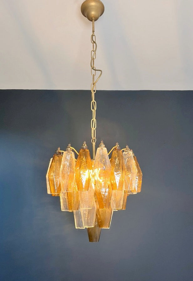 Murano Lysekrone – 32 Klare Røykfargede Poliedriglass – detalj 6 – Murano Classics