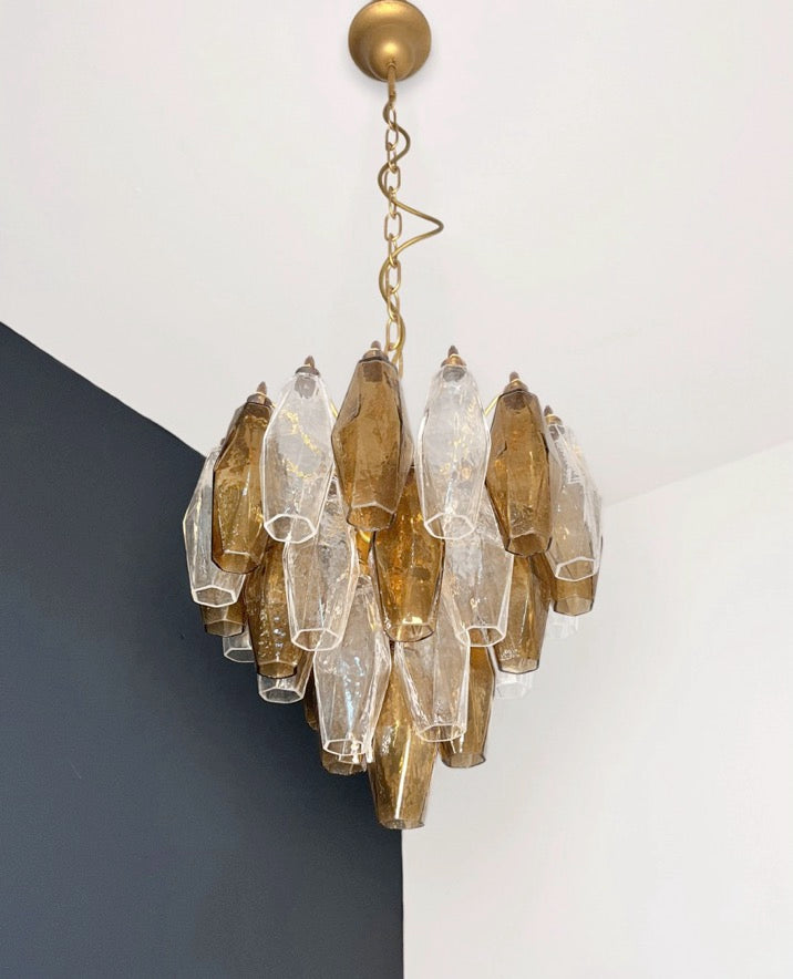 Murano Lysekrone – 32 Klare Røykfargede Poliedriglass – detalj 9 – Murano Classics