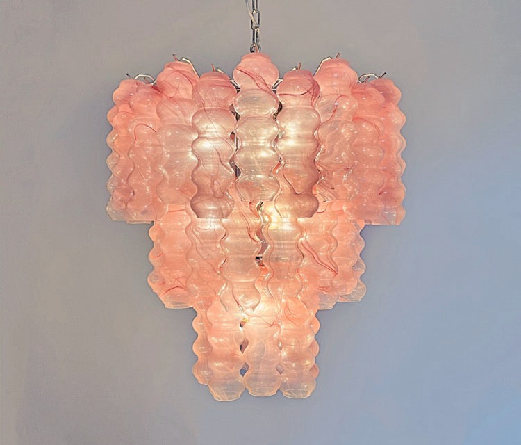 Murano Lysekrone – 48 Rosa Alabaster Glassrør – detalj 3 – Murano Classics
