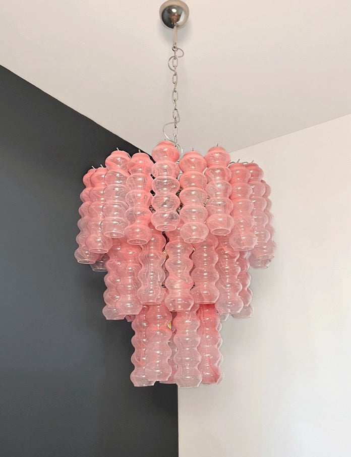 Murano Lysekrone – 48 Rosa Alabaster Glassrør – Murano Classics