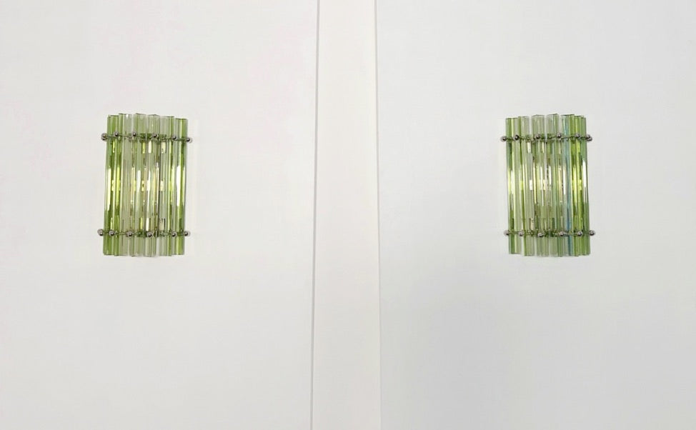 Murano Vegglampe – 7 Grønne Prismeglass – 2 stk – Murano Classics