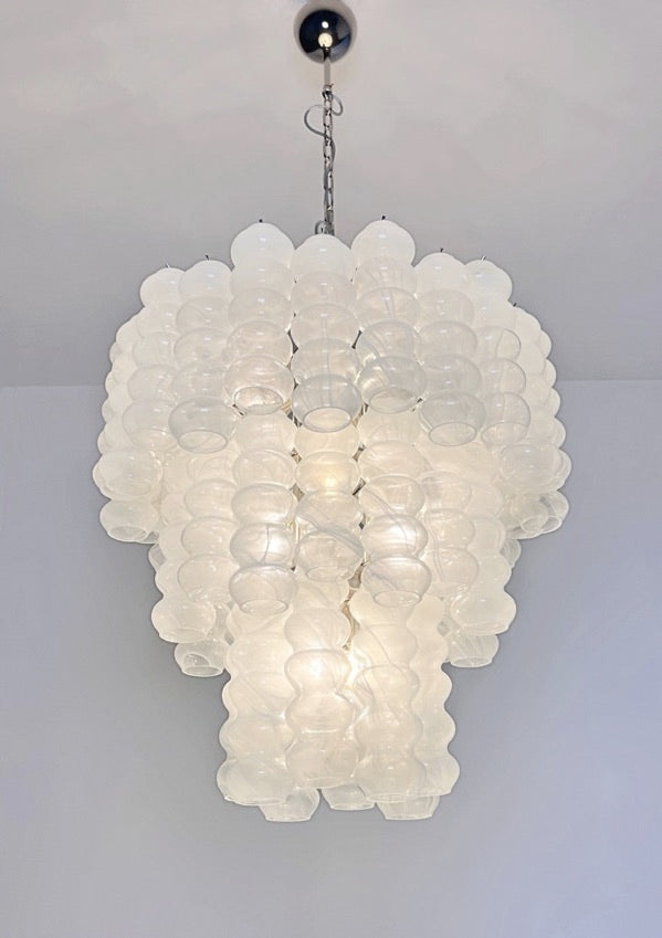 Murano Lysekrone – 48 Hvite Alabaster Glassrør – detalj 2 – Murano Classics