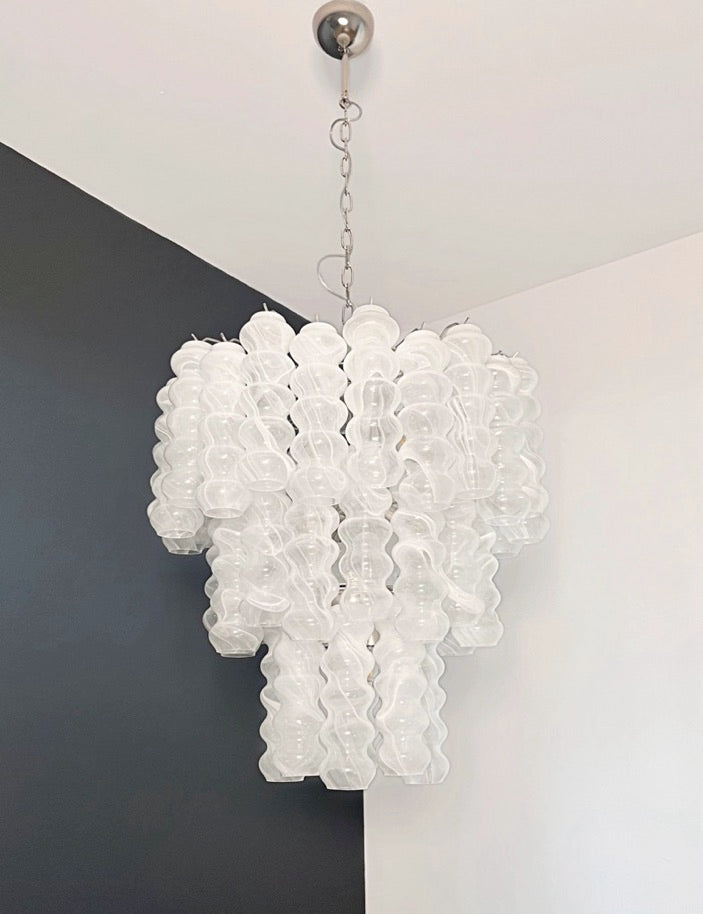 Murano Lysekrone – 48 Hvite Alabaster Glassrør – detalj 9 – Murano Classics