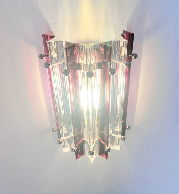 Murano Vegglampe – 7 Klare Lilla Prismeglass – 2 stk – detalj 2 – Murano Classics