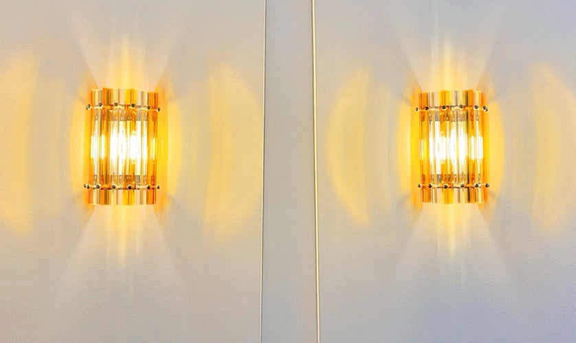 Murano Vegglampe – 7 Klare Gule Prismeglass – 2 stk – detalj 6 – Murano Classics