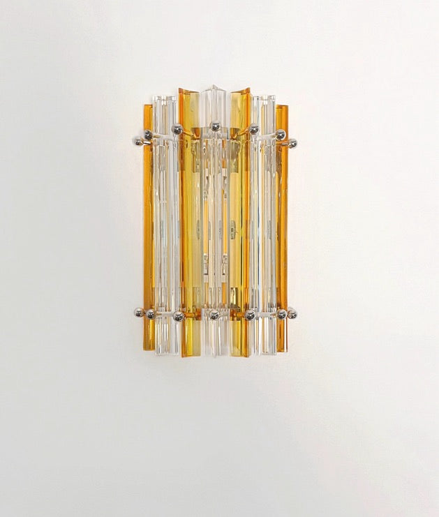 Murano Vegglampe – 7 Klare Gule Prismeglass – 2 stk – detalj 10 – Murano Classics