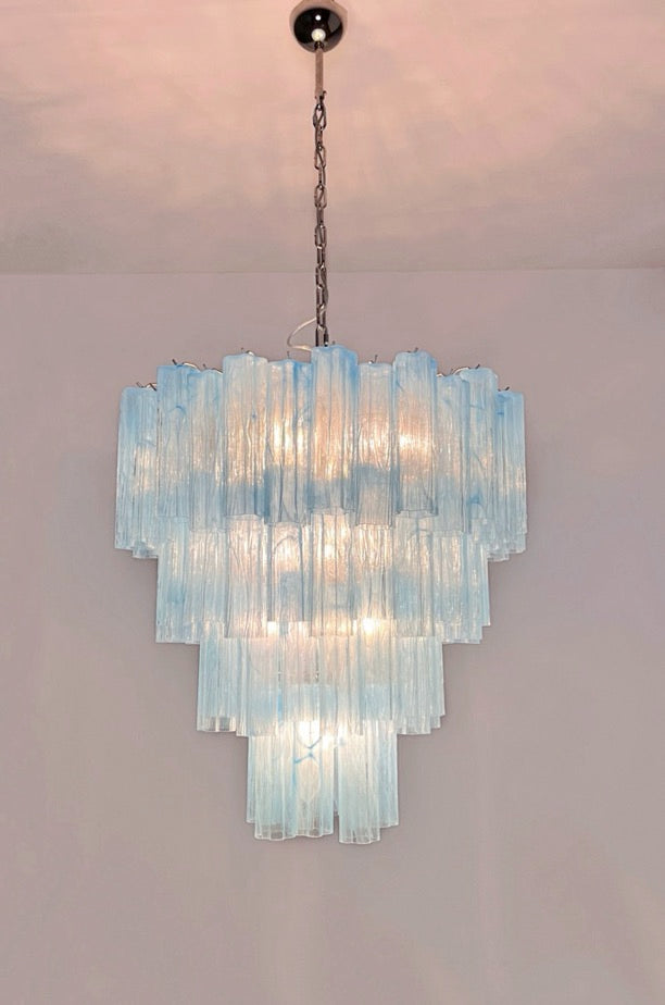 Murano Lysekrone – 80 Blå Alabaster Glassrør – detalj 5 – Murano Classics