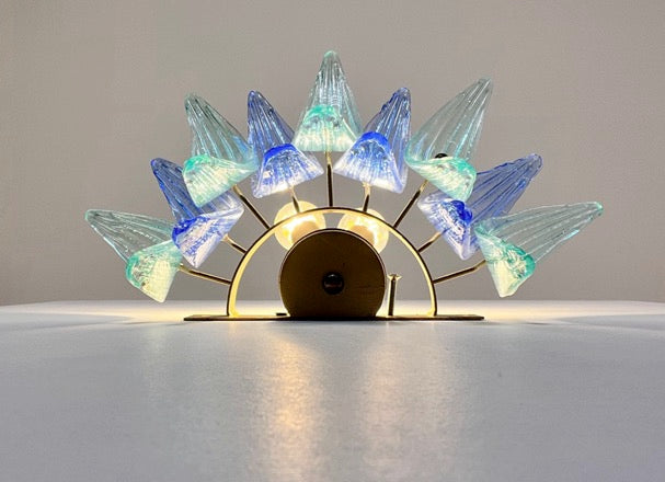 Murano Vegglampe – 9 Blå Turkise Palmeglass – 2 stk – detalj 1 – Murano Classics