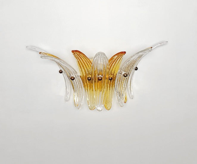 Murano Vegglampe – 9 Klare Gule Palmeglass – 2 stk – detalj 8 – Murano Classics