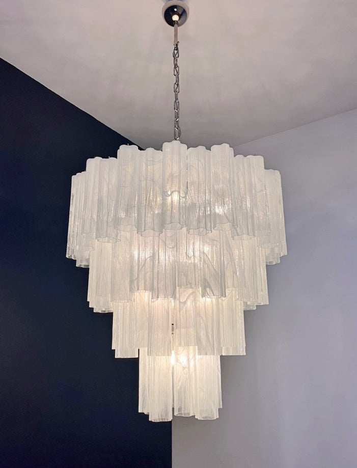 Murano Lysekrone – 80 Hvite Alabaster Glassrør – detalj 3 – Murano Classics