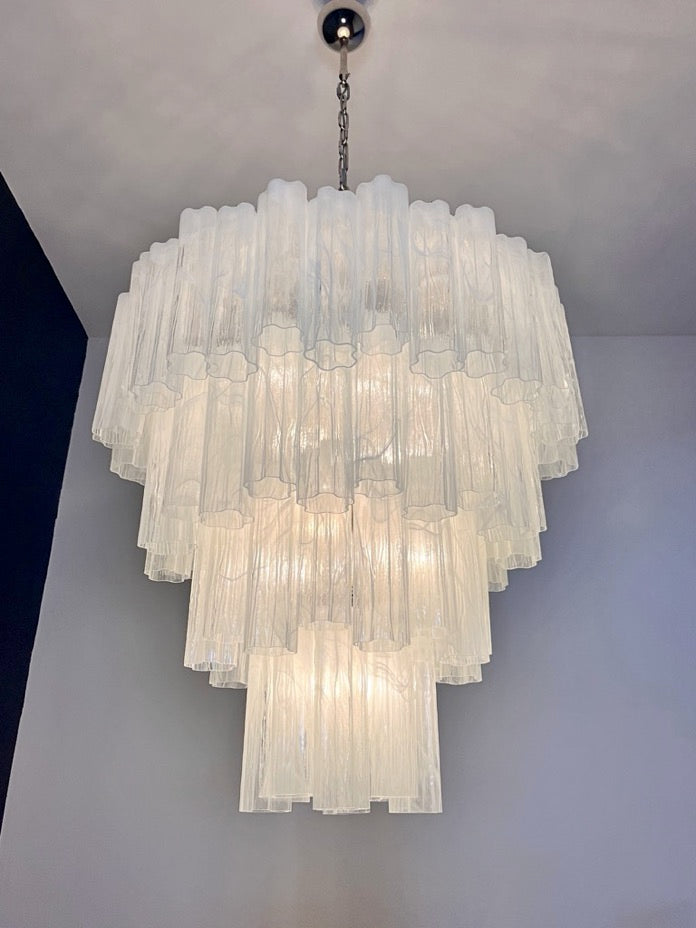 Murano Lysekrone – 80 Hvite Alabaster Glassrør – detalj 2 – Murano Classics