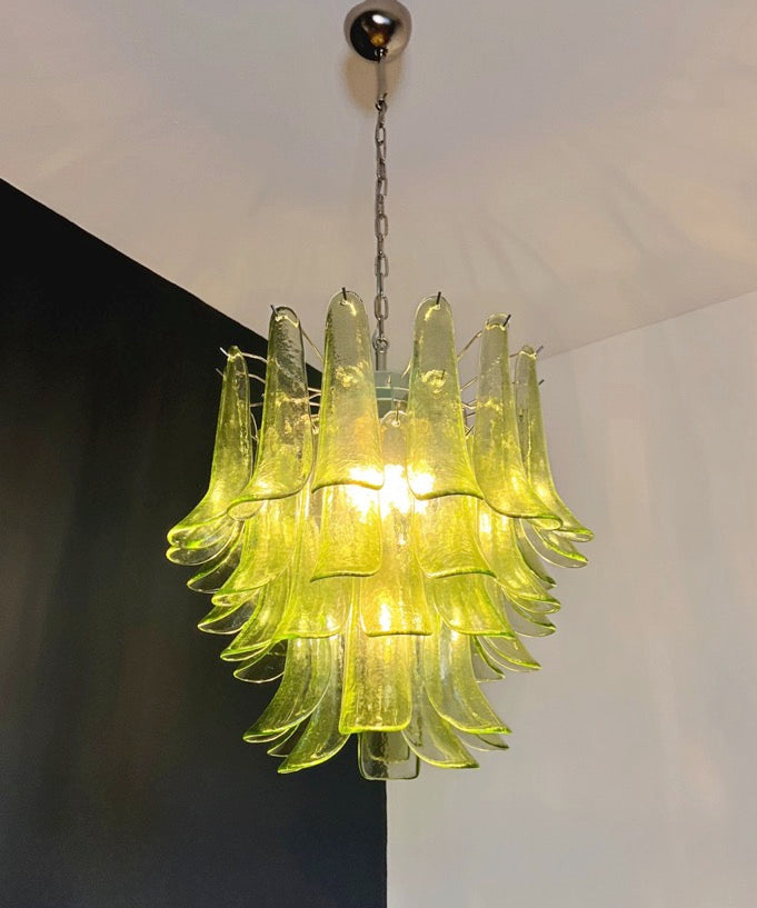 Murano Lysekrone – 41 Grønne Konglebladglass – detalj 5 – Murano Classics