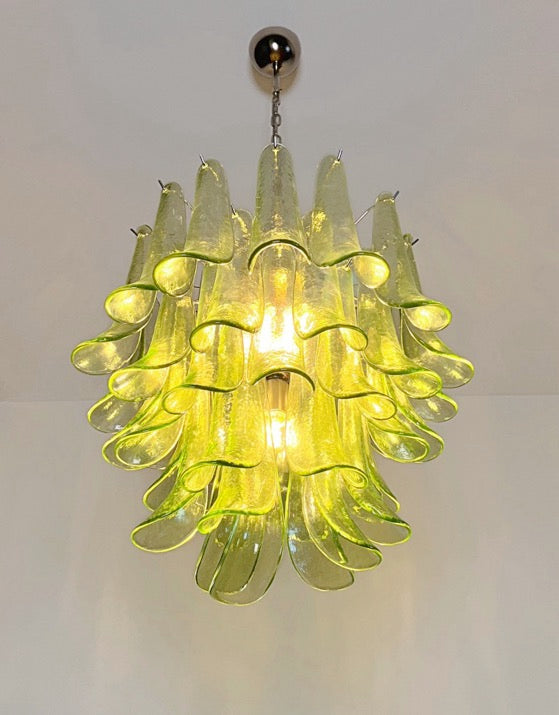 Murano Lysekrone – 41 Grønne Konglebladglass – detalj 2 – Murano Classics