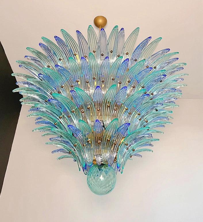 Murano Lysekrone – 160 Blå Turkise Palmeglass – detalj 11 – Murano Classics