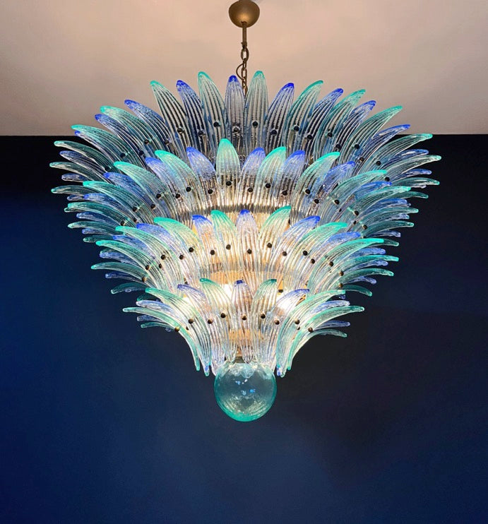 Murano Lysekrone – 160 Blå Turkise Palmeglass – detalj 8 – Murano Classics