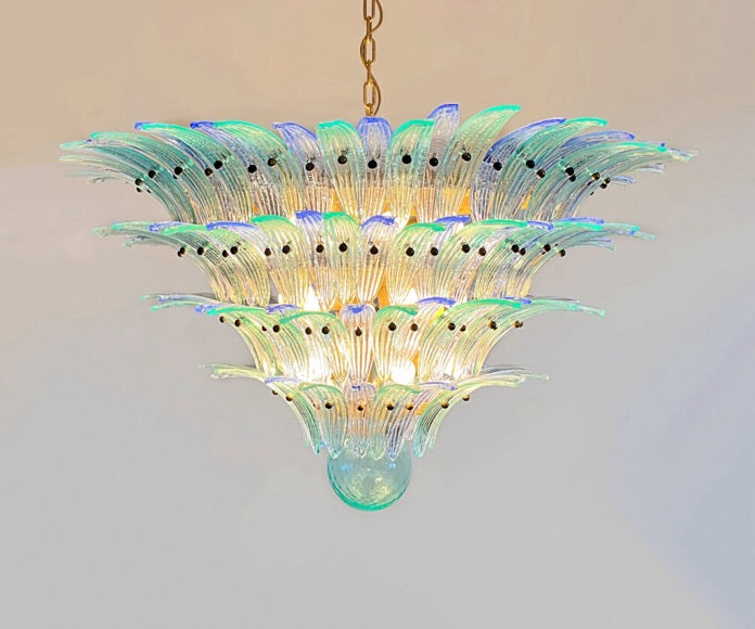 Murano Lysekrone – 160 Blå Turkise Palmeglass – detalj 4 – Murano Classics