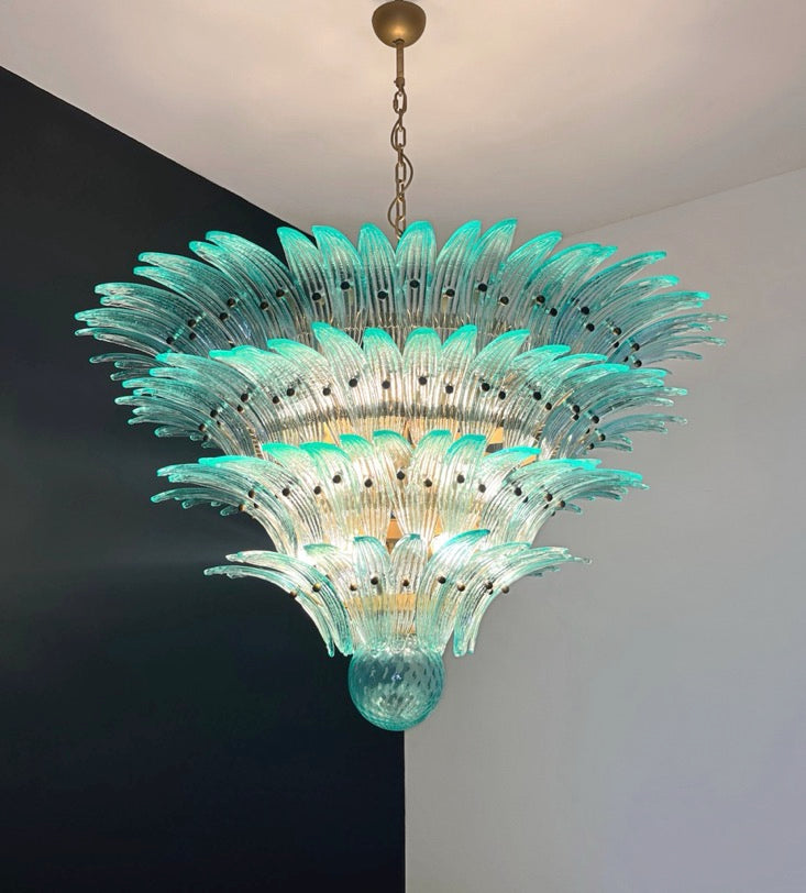 Murano Lysekrone – 160 Turkise Palmeglass – detalj 4 – Murano Classics