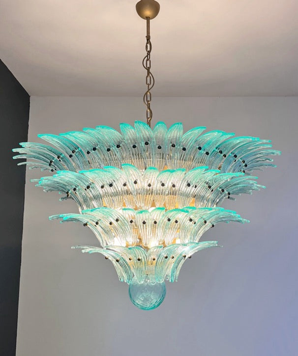 Murano Lysekrone – 160 Turkise Palmeglass – detalj 3 – Murano Classics