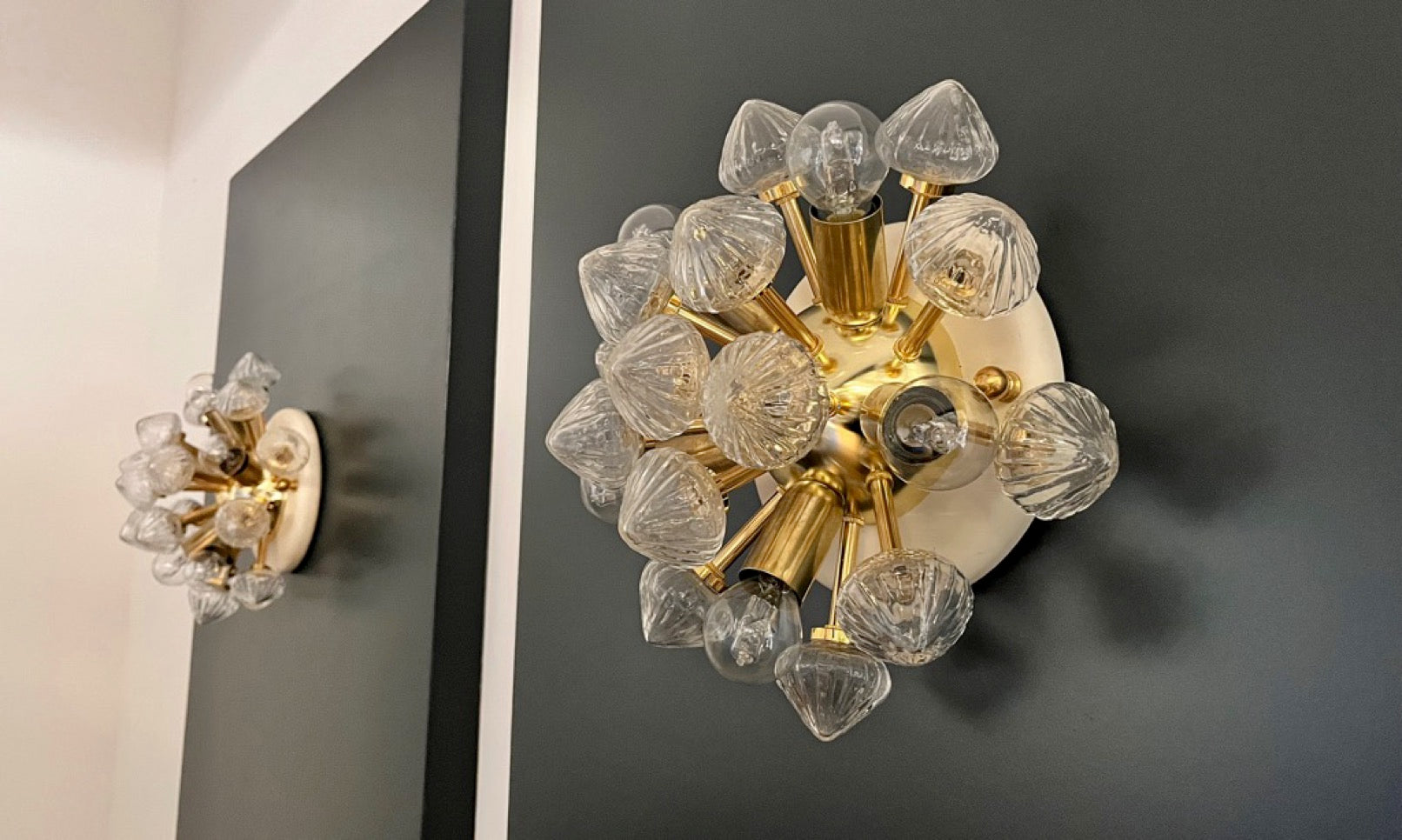 Murano Vegglampe – 16 Klare Hvite Sputnik – 2 stk – detalj 5 – Murano Classics