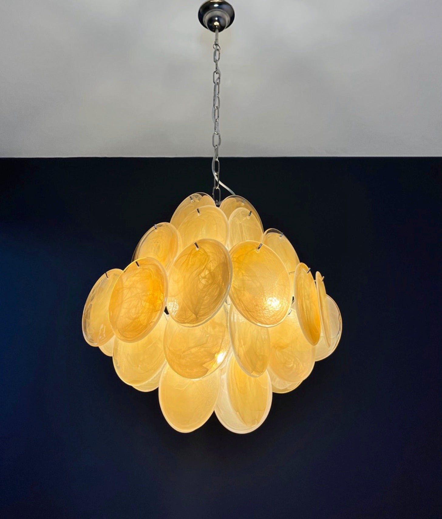 Murano Lysekrone – 36 Alabaster Gule Diskglass – detalj 7 – Murano Classics