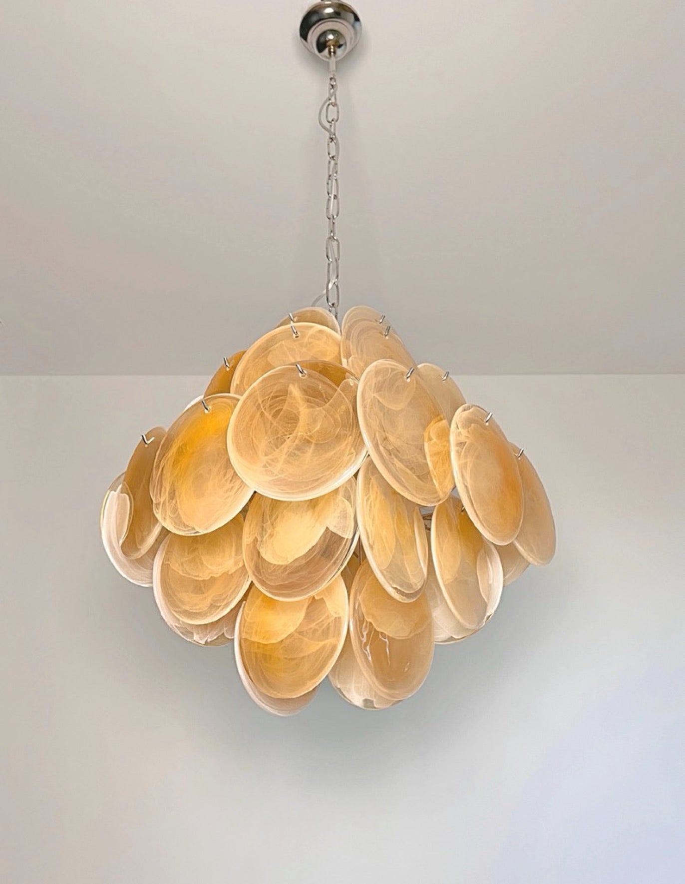 Murano Lysekrone – 36 Alabaster Gule Diskglass – detalj 9 – Murano Classics