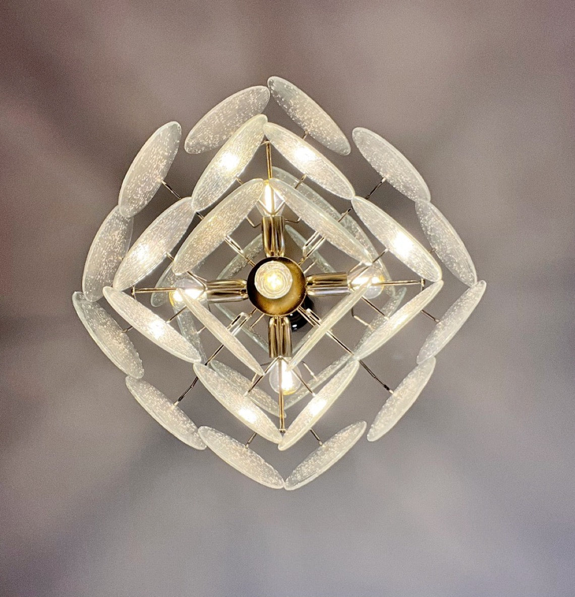 Murano Lysekrone – 36 Iris Diskglass – detalj 1 – Murano Classics
