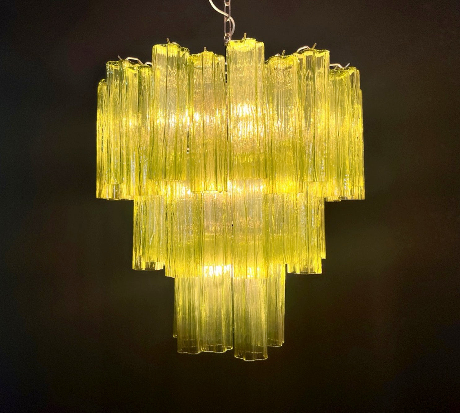 Murano Lysekrone – 48 Grønne Glassrør – detalj 6 – Murano Classics