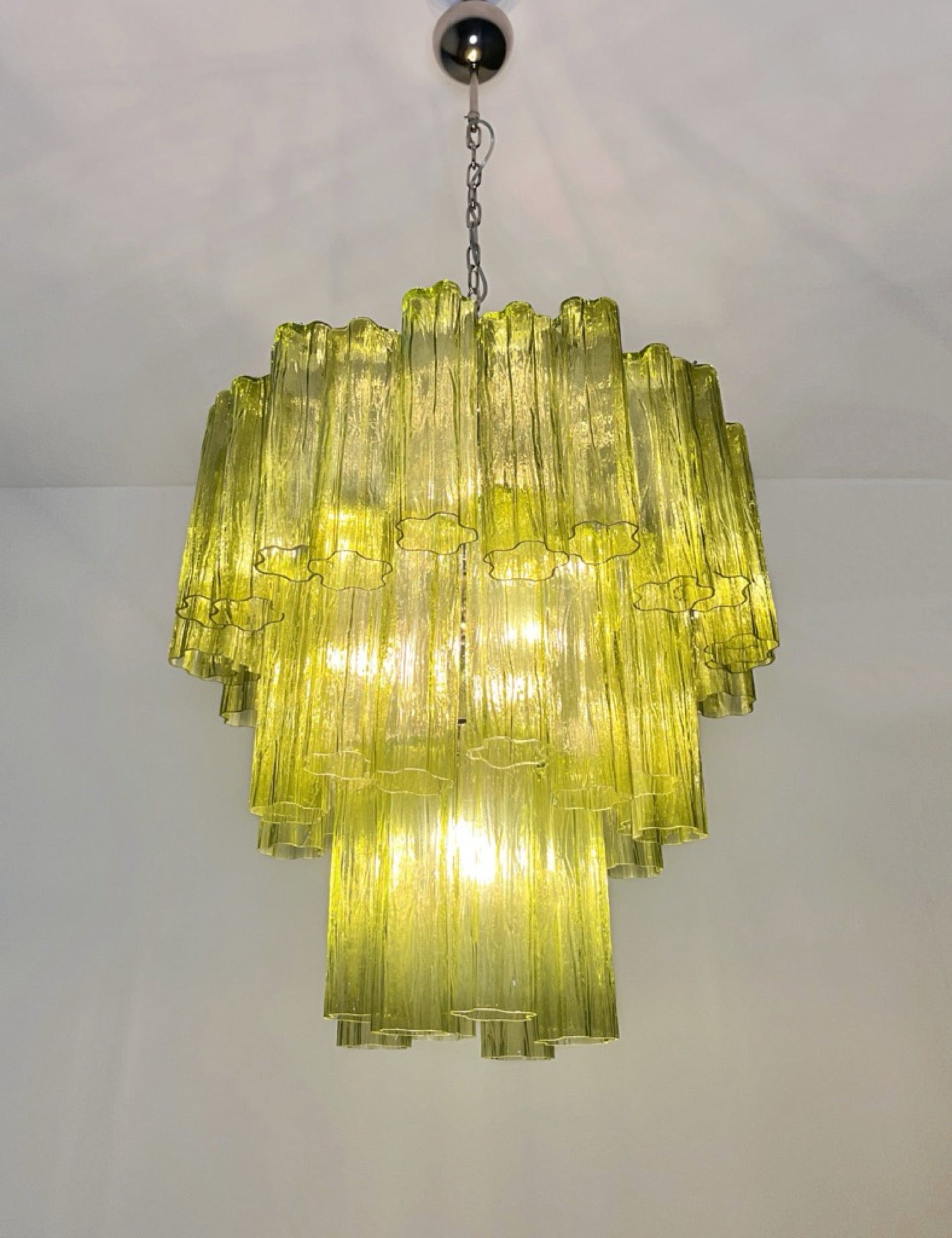 Murano Lysekrone – 48 Grønne Glassrør – detalj 3 – Murano Classics