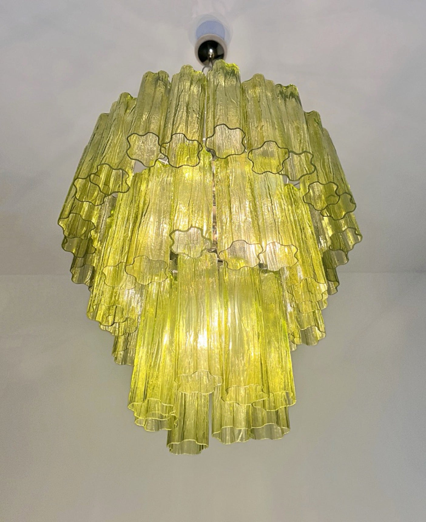 Murano Lysekrone – 48 Grønne Glassrør – detalj 2 – Murano Classics