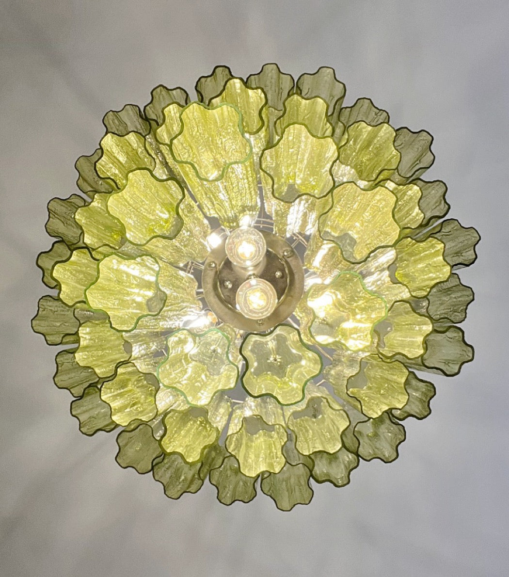 Murano Lysekrone – 48 Grønne Glassrør – detalj 1 – Murano Classics