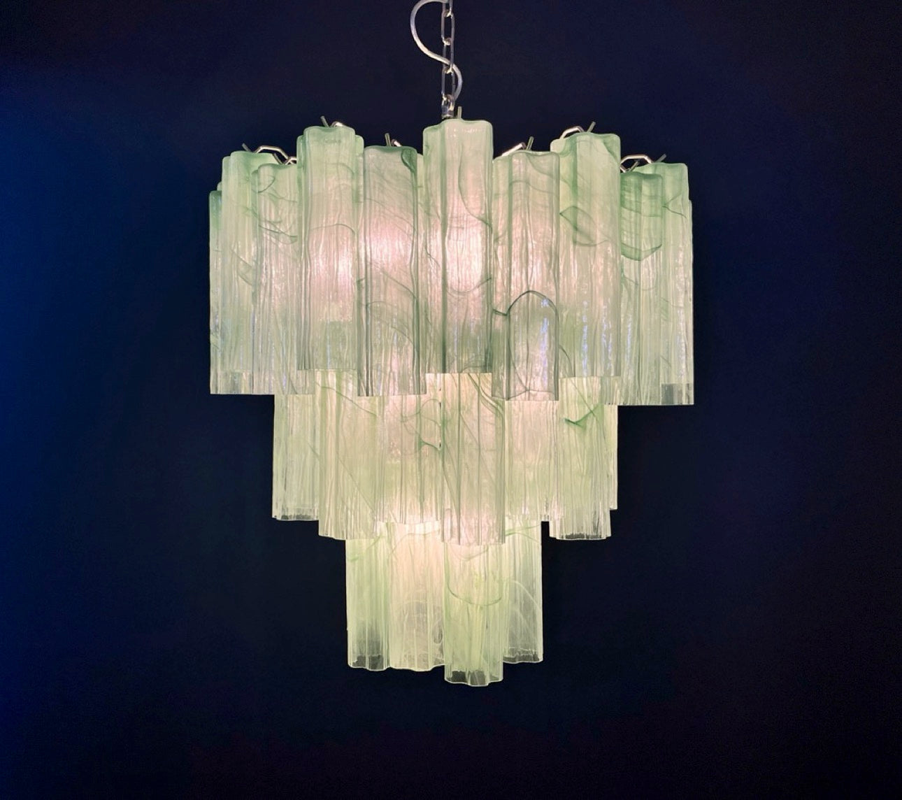 Murano Lysekrone – 48 Grønne Alabaster Glassrør – detalj 6 – Murano Classics