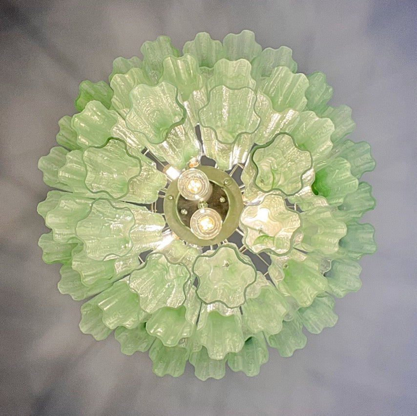 Murano Lysekrone – 48 Grønne Alabaster Glassrør – detalj 1 – Murano Classics