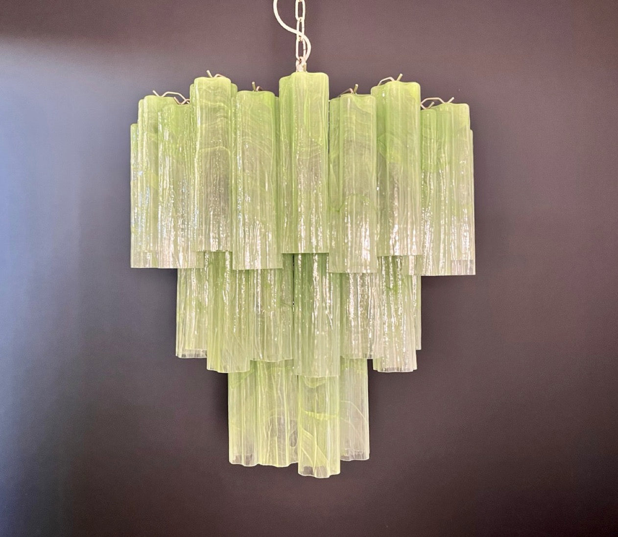 Murano Lysekrone – 48 Grønne Alabaster Glassrør – detalj 11 – Murano Classics