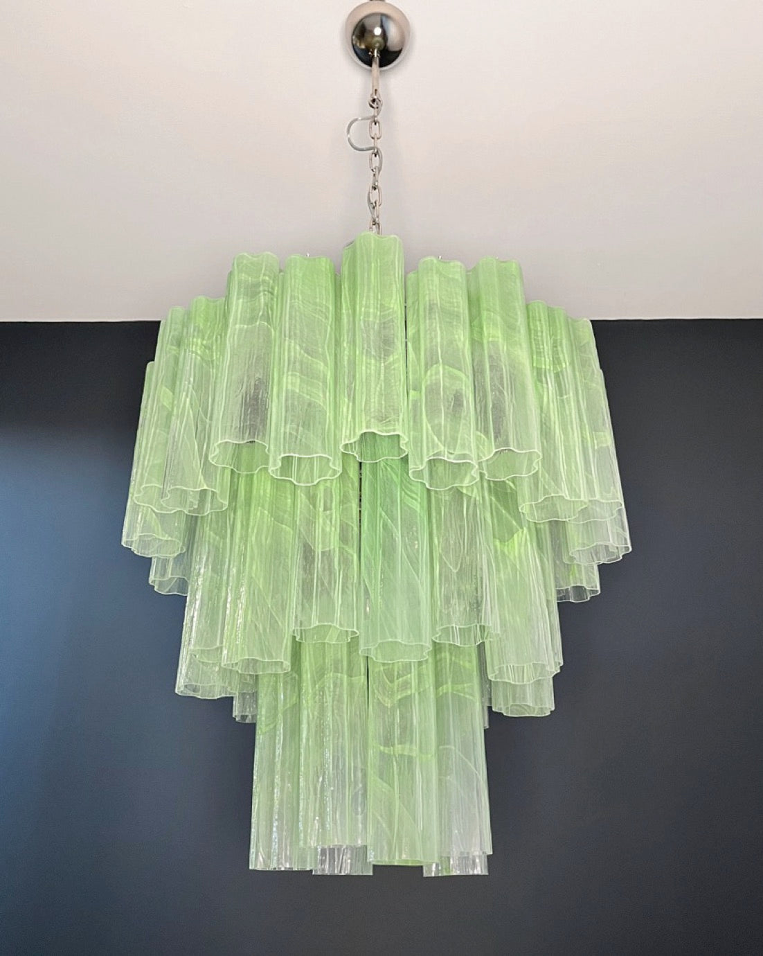 Murano Lysekrone – 48 Grønne Alabaster Glassrør – detalj 10 – Murano Classics