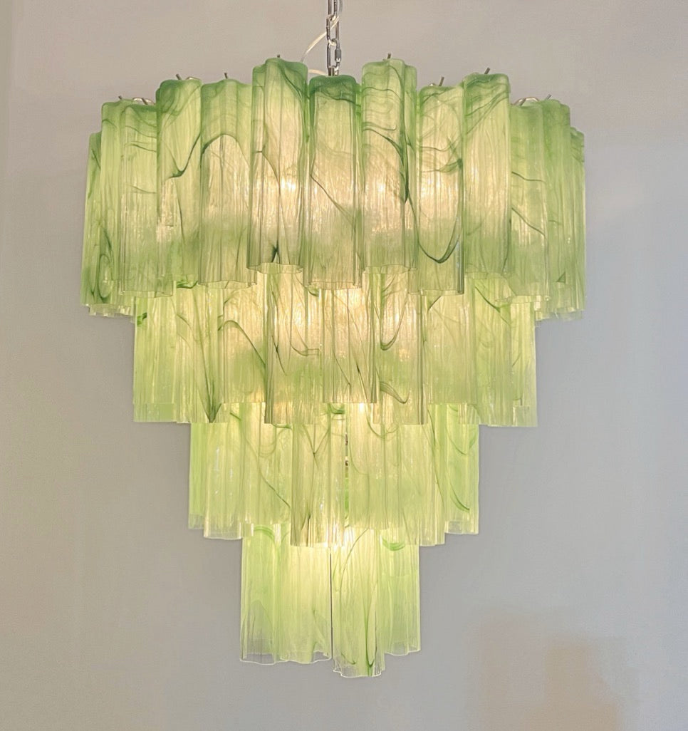 Murano Lysekrone – 80 Grønne Alabaster Glassrør – detalj 2 – Murano Classics