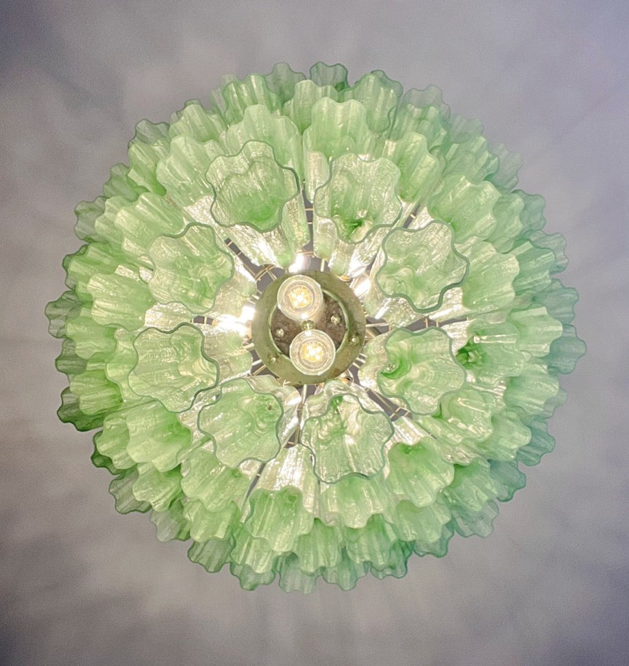 Murano Lysekrone – 80 Grønne Alabaster Glassrør – detalj 1 – Murano Classics