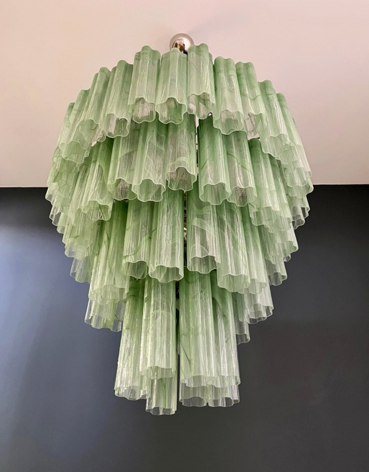 Murano Lysekrone – 80 Grønne Alabaster Glassrør – detalj 8 – Murano Classics