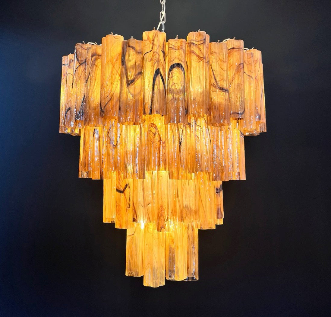 Murano Lysekrone – 80 Gule Alabaster Sorte Glassrør – detalj 8 – Murano Classics