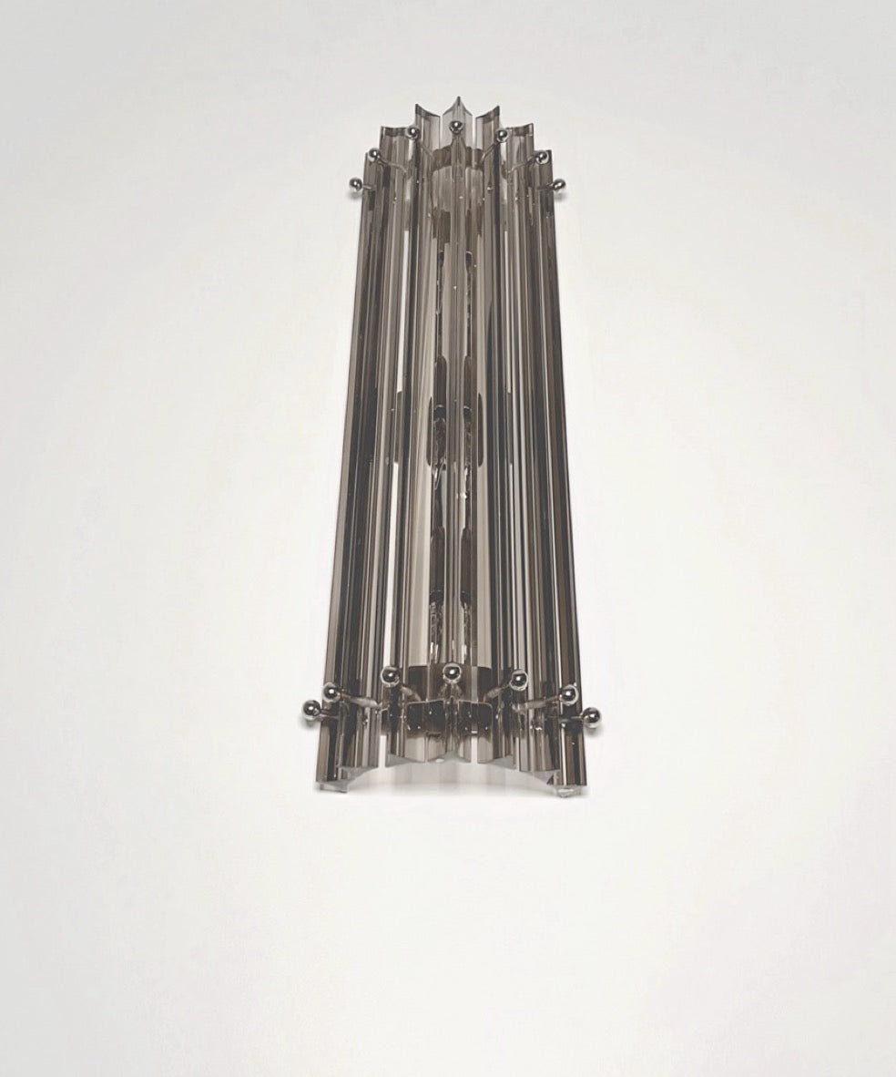 Murano Vegglampe – 7 Klare Røykfargede Prismeglass – 2 stk – detalj 9 – Murano Classics