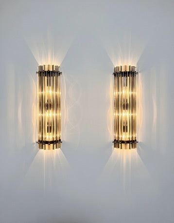 Murano Vegglampe – 7 Klare Røykfargede Prismeglass – 2 stk – detalj 6 – Murano Classics