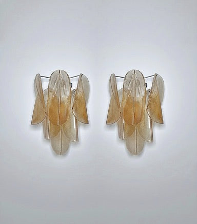 Pair of Vintage Italian Murano wall lights – 12 “rondini” amber glass
