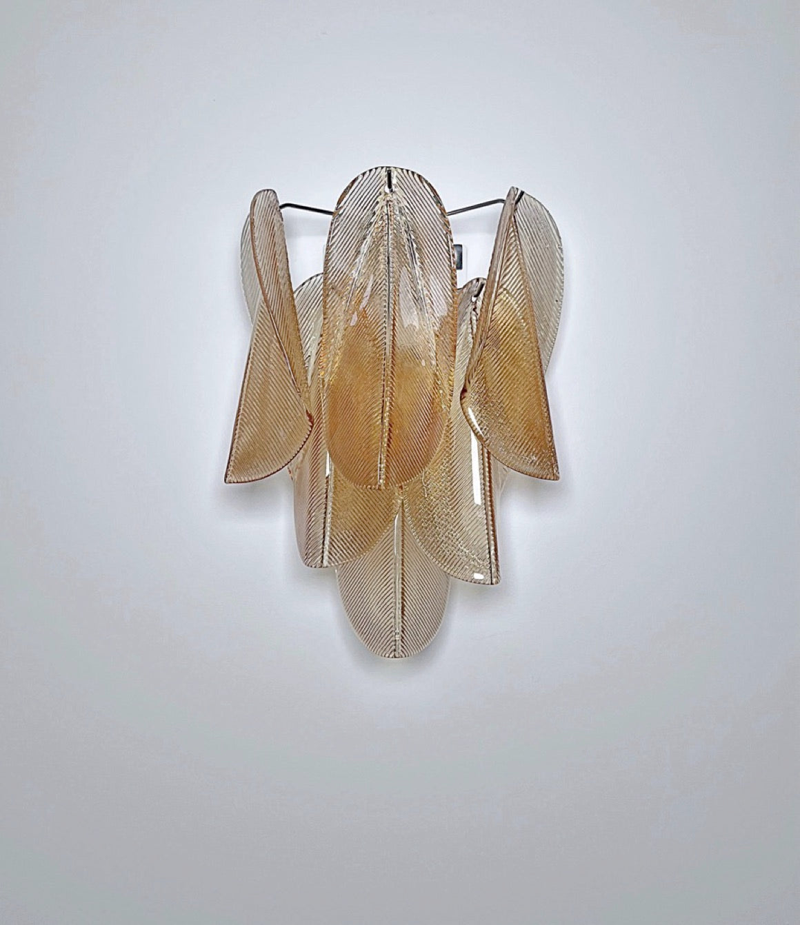 Pair of Vintage Italian Murano wall lights – 12 “rondini” amber glass