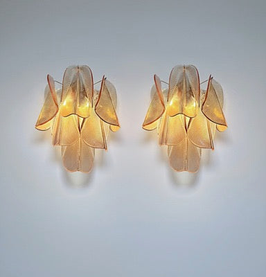 Pair of Vintage Italian Murano wall lights – 12 “rondini” amber glass