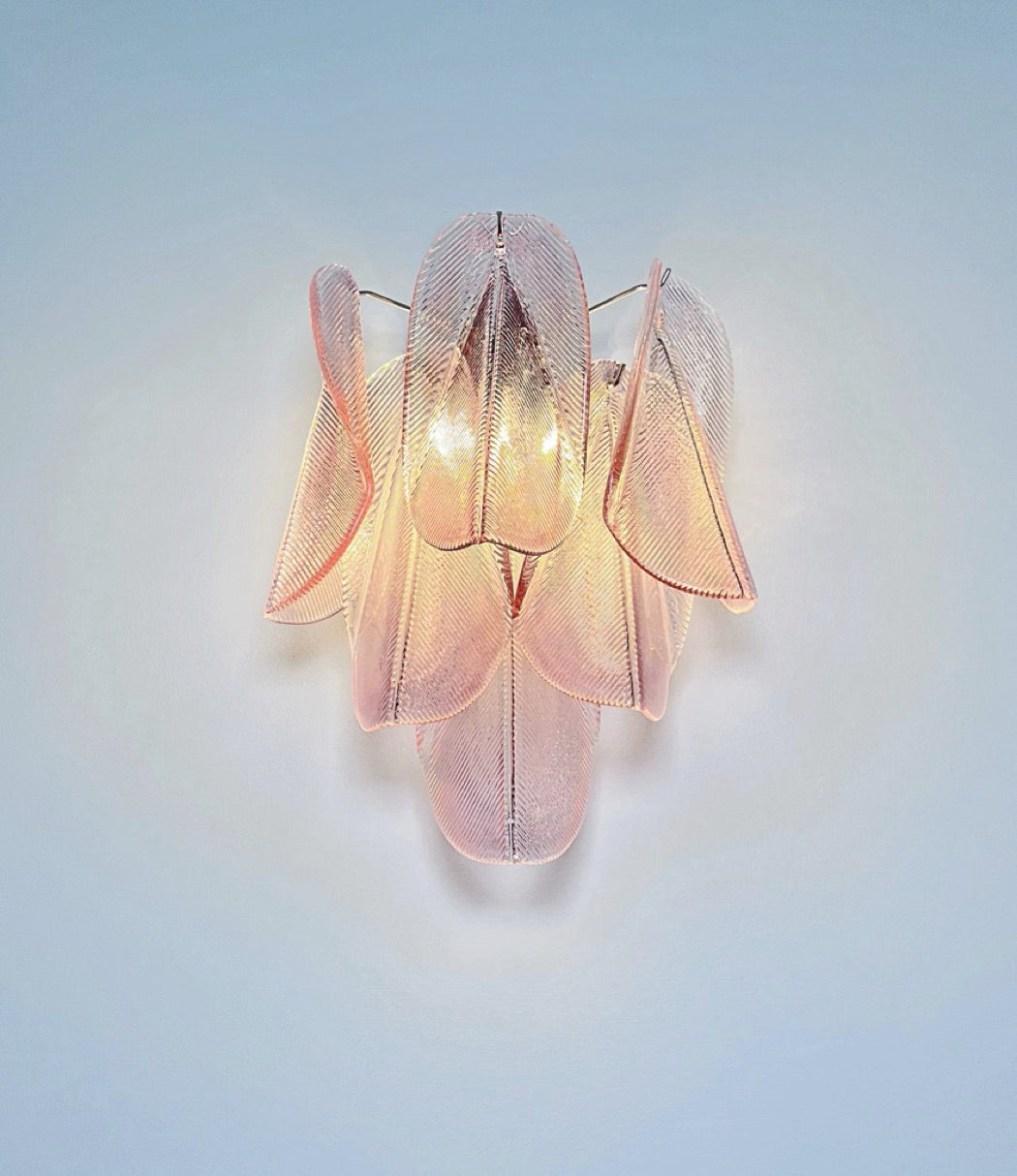 Pair of Vintage Italian Murano wall lights – 12 “rondini” pink glass