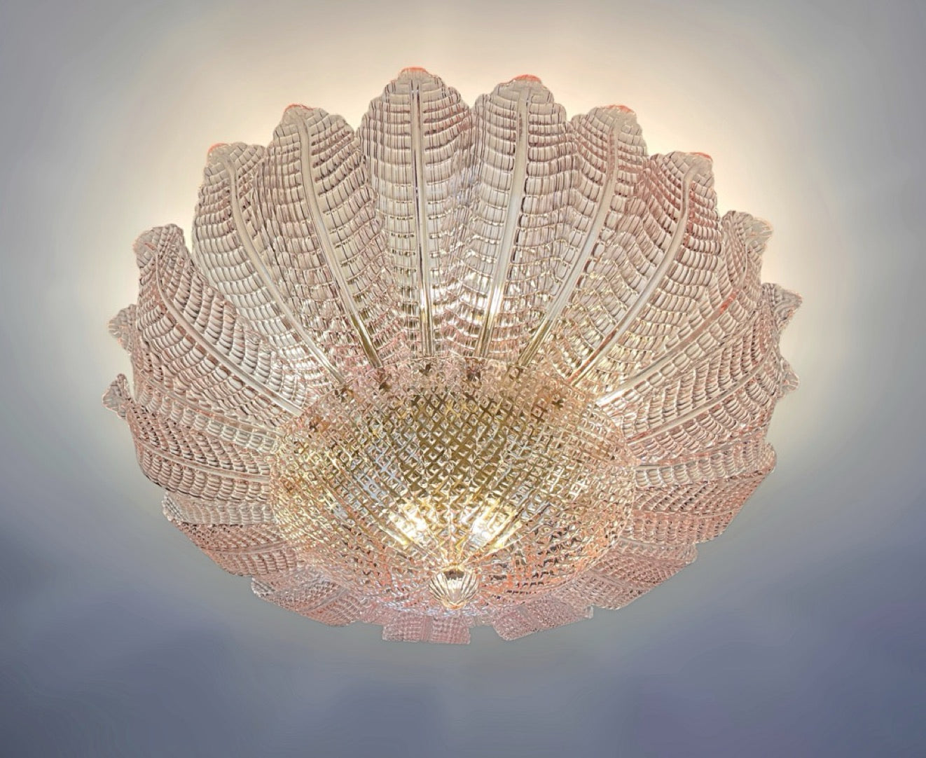 Rare Flower Ceiling Lamp – Murano Art Glass – pink glasses